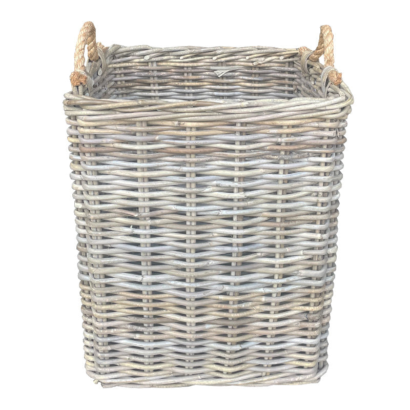 Rotan Mand Juul - Greywash - Met Jute Handvat