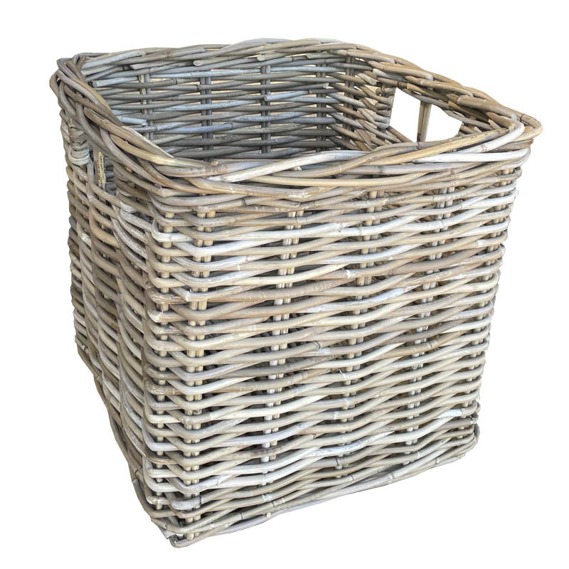Vierkante Rotan Mand Nel - Greywash