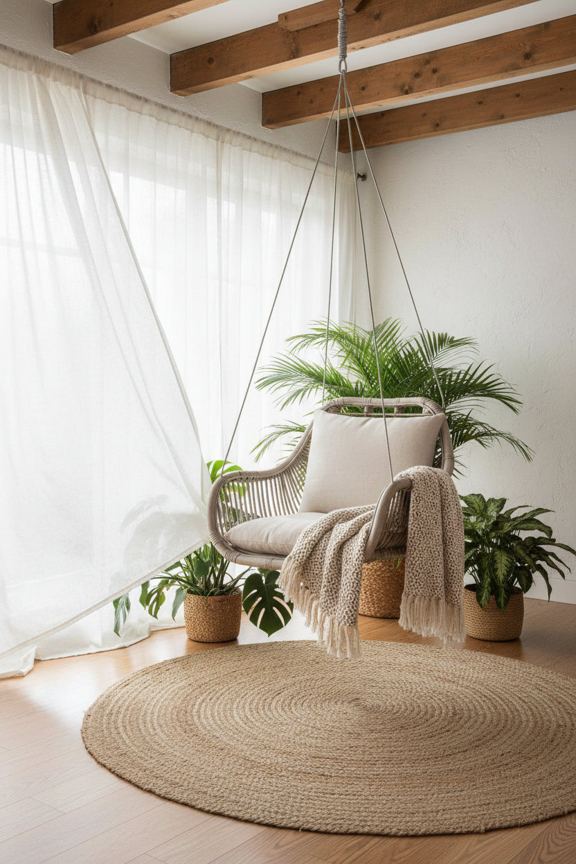 Rotan Hangstoel Mieke - Greywash