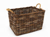 Rechthoekige Rotan Mand - Robuuste Opbergmand met Jute Handvatten - Antiek