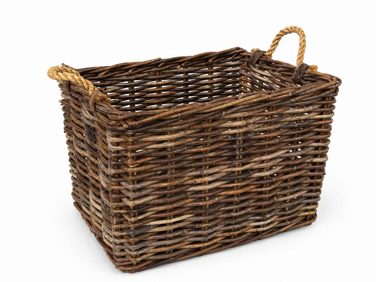 Rechthoekige Rotan Mand - Antiek - Jute Handvatten