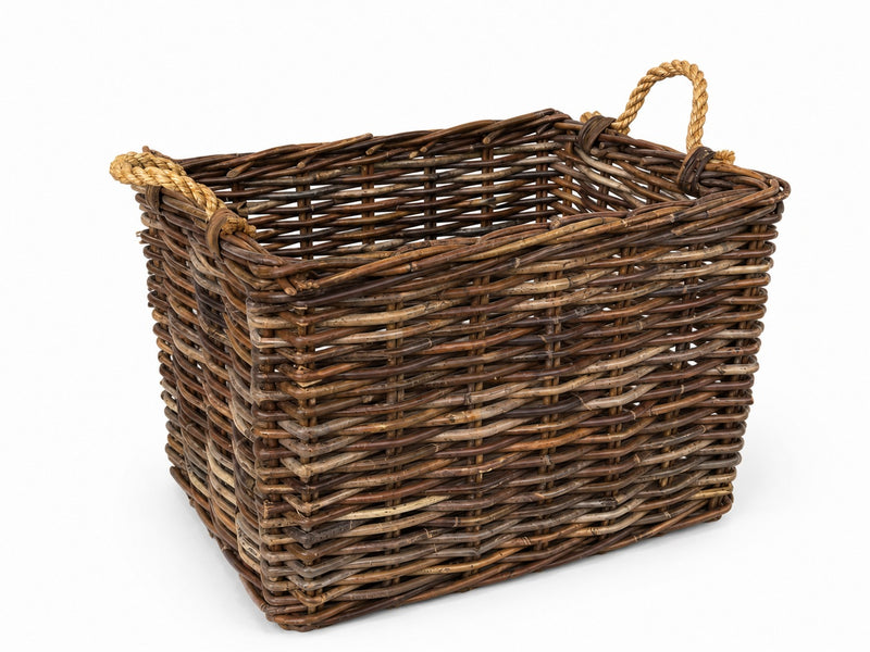 Rechthoekige Rotan Mand - Antiek - Jute Handvatten