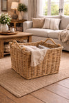 Rechthoekige Rotan Mand Cindy - Opbergmand met jute handvatten - Naturel