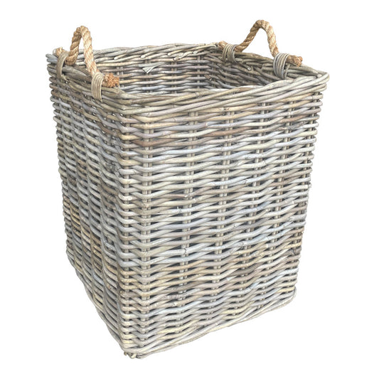 Rotan Mand Juul - Greywash - Met Jute Handvat