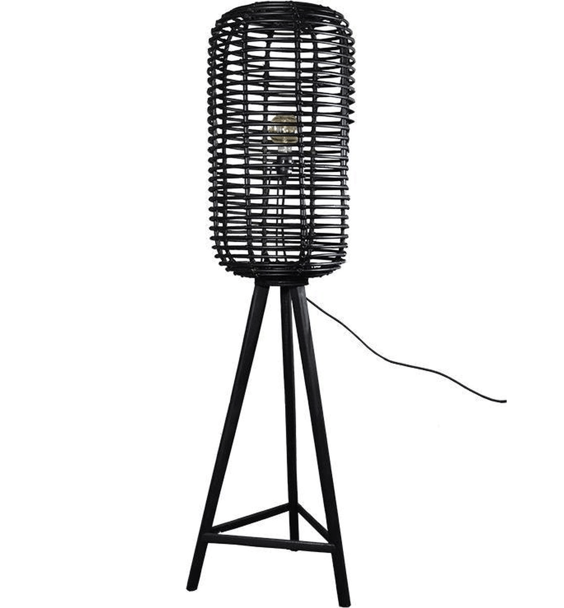 Rotan Vloerlamp Kees - Zwart