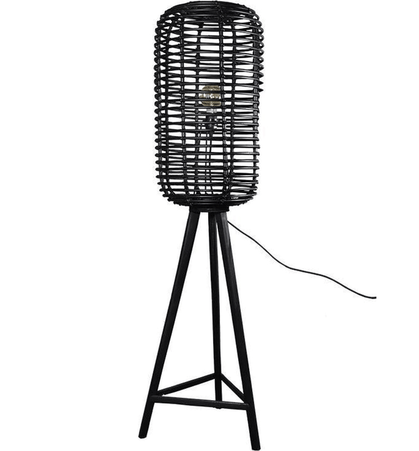 Rotan Vloerlamp Kees - Zwart
