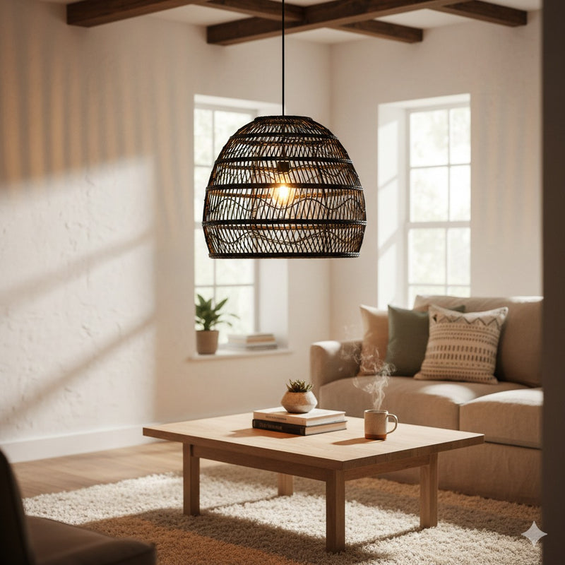 Rotan Hanglamp Liv - Zwart