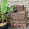 Rotan Mand Antiek Paula - Antiek Bruine Rieten Mand - Met Deksel - Met Handvaten