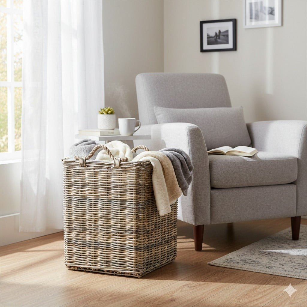 Rotan Mand Juul - Naturel - Met Jute Handvat