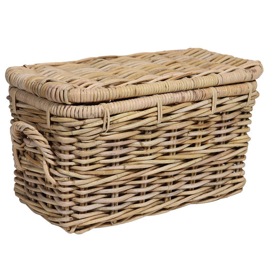 Rotan Mand Nino - Naturel Rieten Mand - Met Deksel - Met Handvaten