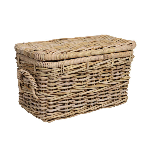 Rotan Mand Nino - Naturel Rieten Mand - Met Deksel - Met Handvaten