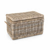 Rotan Opbergmand met Deksel – Greywash – Jute Handvatten – 55x37x35 cm