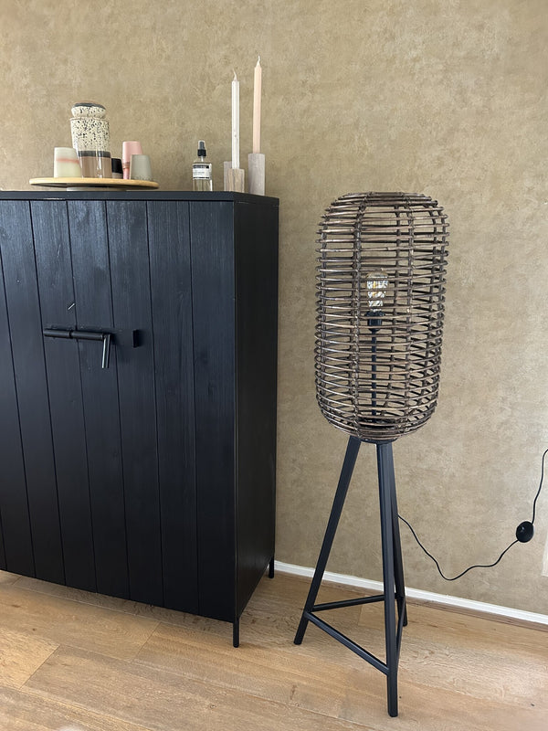 Rotan Vloerlamp Kees - Bruin Antiq