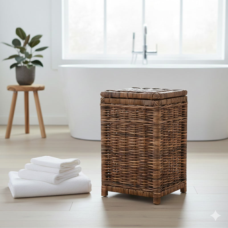 Rotan Wasmand Fin - Bruin - Vierkant