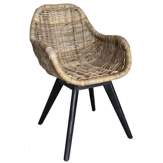 Rotan Kuipstoel Vince - Eetkamerstoel - Zwart