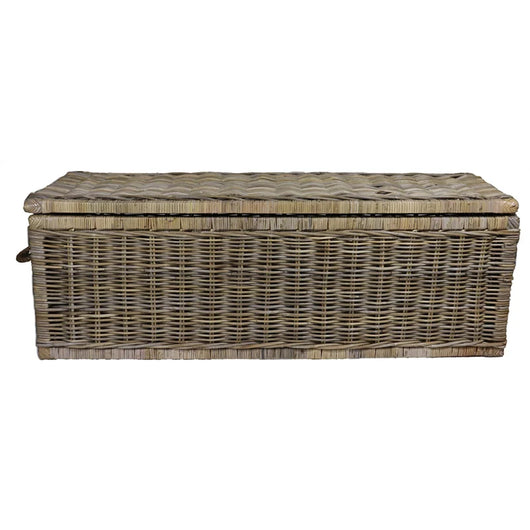 Rotan Mand XXL - 130x47xH45 cm - Greywash (Vooraanzicht)) 