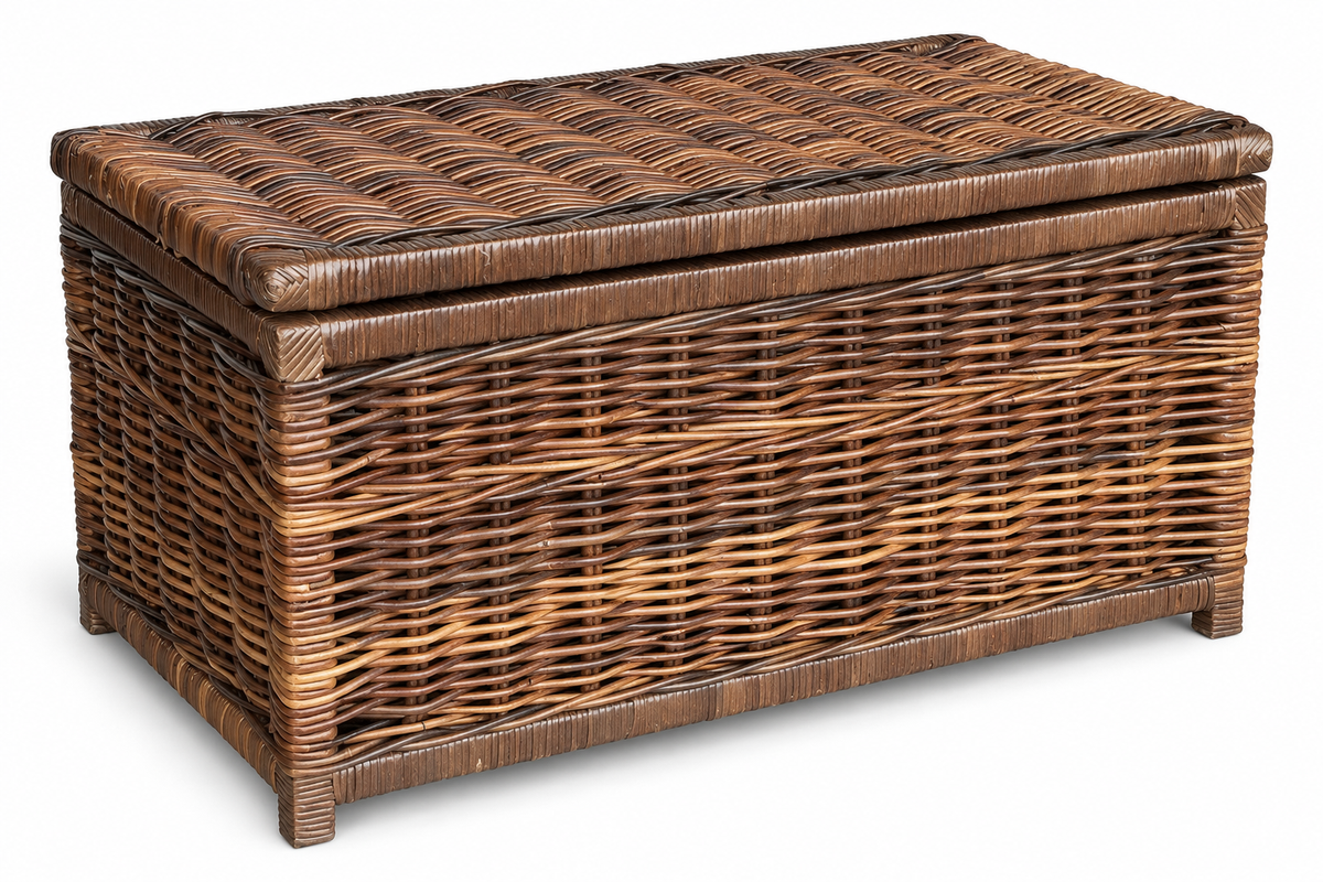 Rotan Opbergmand Max - Bruin - Met Deksel