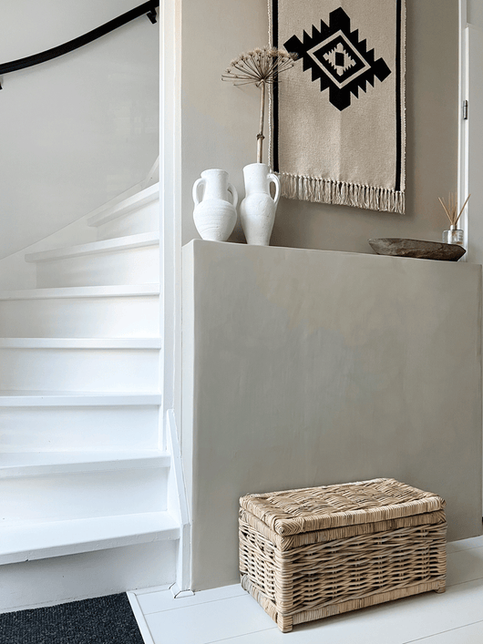 Rotan Opbergmand Max - Greywash - Met Deksel (Sfeer)