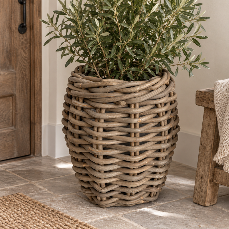 Rotan Plantenmand Vinnie - Greywash