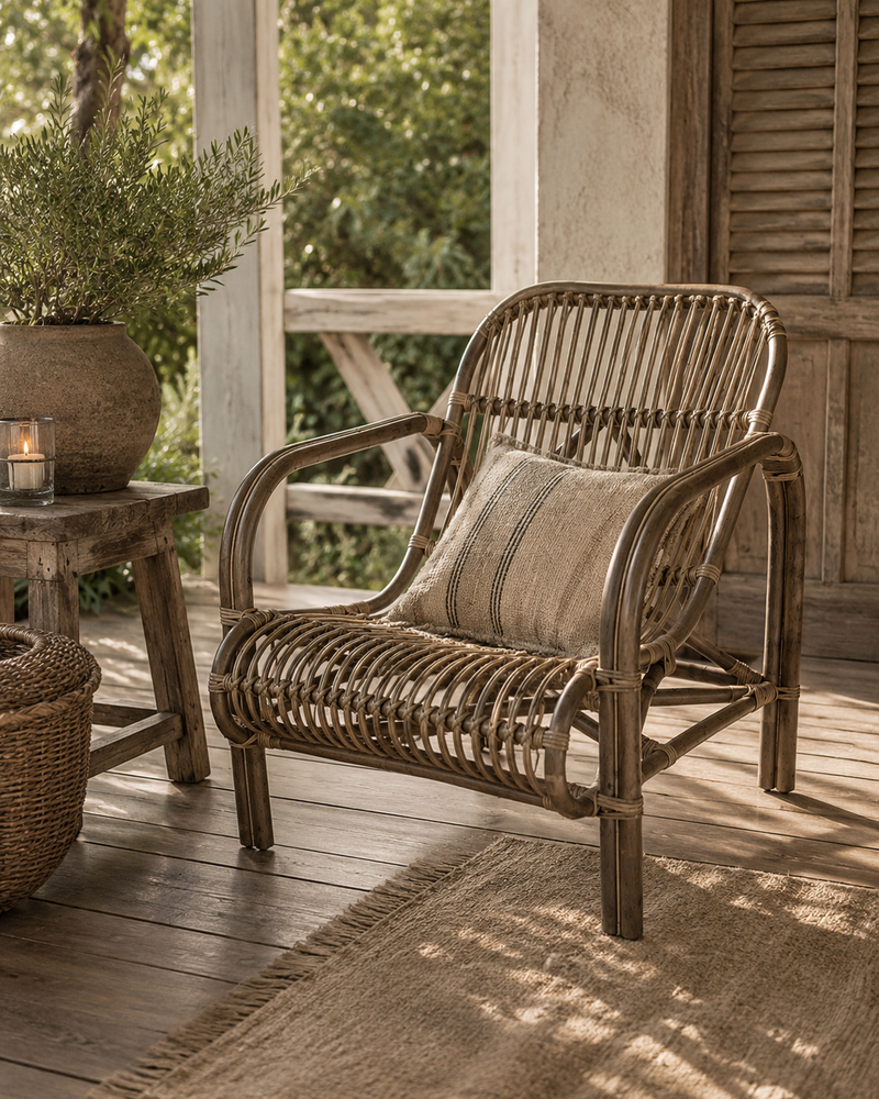 Rotan Fauteuil Alex - Greywash - Met Leuning
