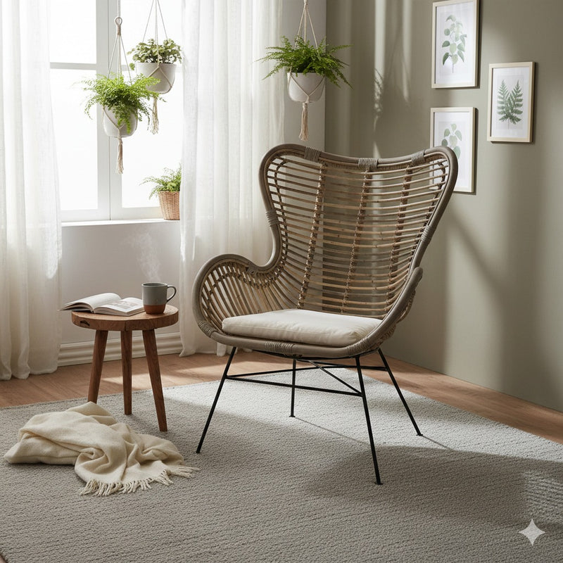 Rotan Vlinderstoel Beppe - Greywash