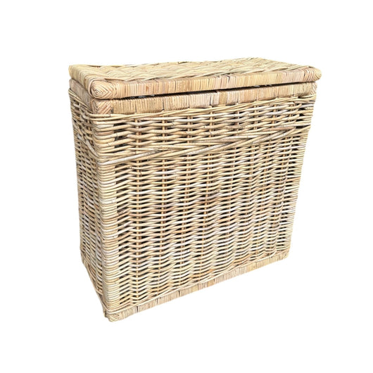Rotan Wasmand Ilse - Naturel - Met Deksel - Twee Vakken