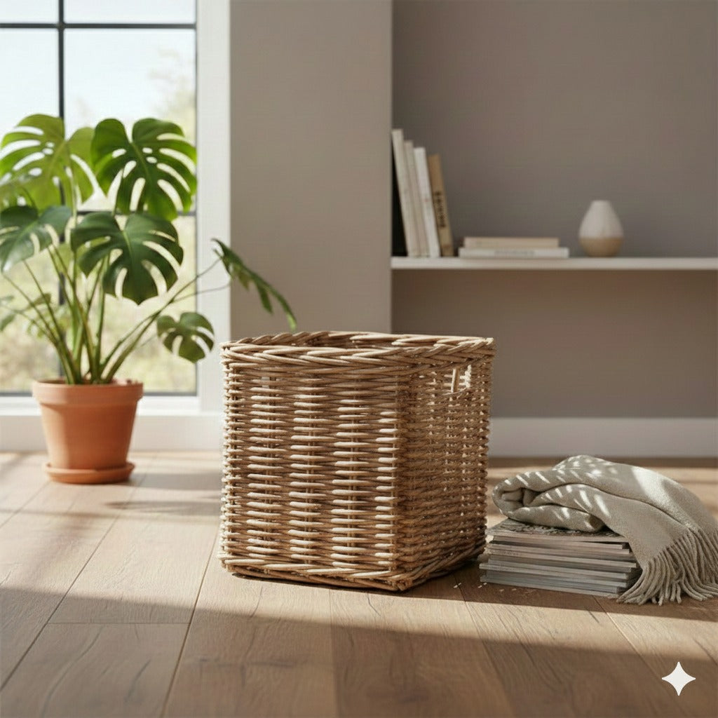 Vierkante Rotan Mand Nel - Naturel