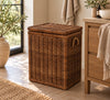 Hoge Rotan Opbergmand met Deksel – Antiek – 60×37×70 cm