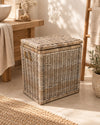 Hoge Rotan Opbergmand met Deksel – Greywash – 60×37×70 cm