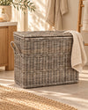 Hoge Rotan Opbergmand met deksel Ernst – Greywash – 80×40×65 cm