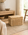 Rotan Opbergmand met Deksel – Naturel – Jute Handvatten – 55x37x35 cm