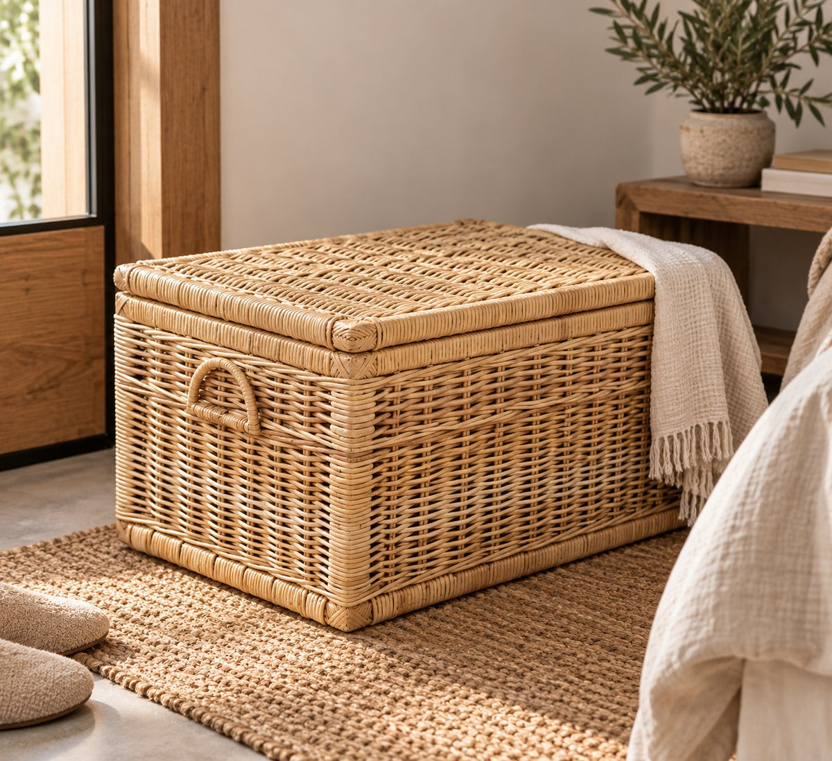 Rotan Mand Quinten - Naturel - Met Deksel